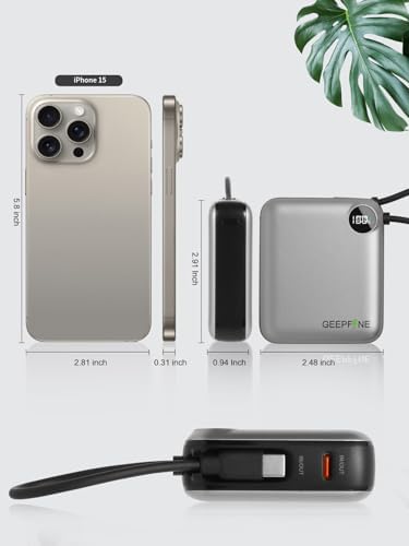 Compact 10,000 m Ah Power Bank with Integrated Charging Cable – 20 W PD Fast Charger for i Phone, Samsung, Google, Lenovo – Ultimate Travel-Ready Mini Portable Power Solution for On-the-Go Charging Needs