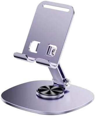 Versatile Purple Dual Folding Cell Phone Stand – Fully Adjustable, Thick Case Friendly Desktop Holder for All Smartphone Models – Compact and Portable Cradle Dock for Enhanced Productivity and Comfort