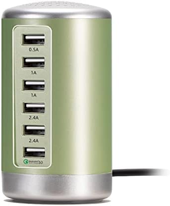 Power Up in Style: Universal 6-Port USB Charging Hub with Smart Identification Technology for i Phone, i Pad, and More – Compact, Fast Charging Station in Elegant Purple Finish for Home and Office Use
