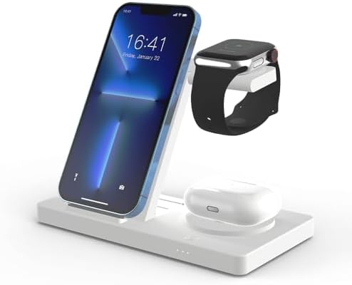 Ultimate 5-in-1 Foldable Wireless Charging Station for i Phone 11-16, Apple Watch Series 5-10 & Air Pods Pro – Fast, Efficient & Space-Saving Dock for Samsung Galaxy Watches with Enhanced Portability and Non-Slip Design