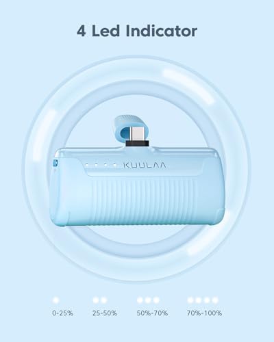 Kuulaa 4500 m Ah Compact USB-C Power Bank – Ultra-Portable Phone Charger for i Phone 15, Samsung Galaxy, LG, Moto, and Pixel Devices – Fast Charging Battery Pack for On-the-Go Power Solutions – Lightweight and Durable Travel Companion