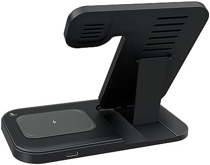 Ultimate 3-in-1 Wireless Charging Dock for i Phone, Apple Watch & Air Pods – MMOBIEL’s 15 W Fast Charging Station with Stylish Magnetic Foldable Design – Sleek Black Finish for Enhanced Compatibility and Efficient Power Delivery