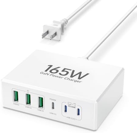 Power Up Your Devices with the Ultimate 150 W USB-C Fast Charging Hub – 6-Port Power Adapter for Mac Book Pro, i Phone 16/15 Pro Max & Air Pods 4 – High-Efficiency PD Technology for Rapid Multi-Device Charging – Compact & Reliable Wall Charger for Home, Office, and Travel Needs