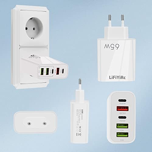 Ultimate European USB C Charger 6.6 A Duo Pack – High-Speed 20 W PD & QC 3.0 Fast Charging Multi-Port Adapter with 2 USB-C and 3 USB-A Ports, Perfect for i Phone 16/15/14/13/12/11 Pro Max, XS, XR, X, SE, 8 Plus & Samsung Devices – Travel-Friendly Plug-in Solution for Efficient Power Delivery and Enhanced Device Compatibility