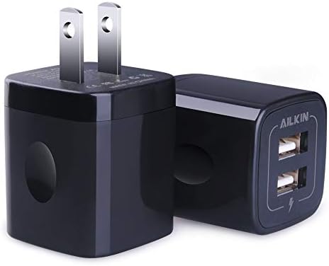 AILKIN Dual Port USB Wall Charger 2-Pack – 2.1 A Fast Charging Adapter for i Phone 15/14/13/12/11 Pro, Samsung Galaxy S23/S22/S21 – Compact Power Block with Quick Charge Technology – Universal Compatibility & Safety Features for Home and Travel