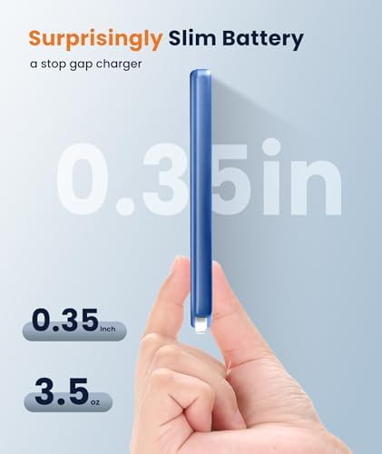 Ultra-Compact Blue Magnetic Wireless Power Bank for i Phone 12-16 Pro Max – 5000 m Ah Fast-Charging Battery Pack with Seamless Attachment for On-the-Go Convenience and Enhanced Compatibility – Essential Travel Accessory for Effortless Energy Backup