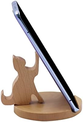 Whimsical Dog-Themed Wooden Phone Stand – Charming Desk Accessory for Mobile Devices, Perfect Gift for Pet Enthusiasts, Stylish and Functional Home Office Decor with Stable Anti-Slip Base for Enhanced Productivity and Optimal Viewing Experience