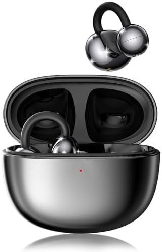 Open Wearable Wireless Earbuds with Clip-on Design – Ultra-Lightweight (0.15 oz) Waterproof Headphones for Active Lifestyles | 50-Hour Battery Life & Bluetooth 5.4 for Seamless Connectivity | Perfect for Sports, Fitness, and Work with Glasses-Friendly Comfort