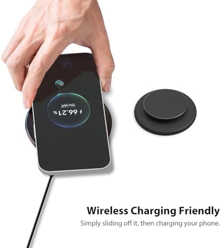 Mag Safe-Compatible Magnetic Phone Grip & Adjustable Kickstand – Classic Black Wireless Charging Ring Holder for i Phone with Effortless Attachment, Personalized Comfort & Enhanced Stability for On-the-Go Convenience