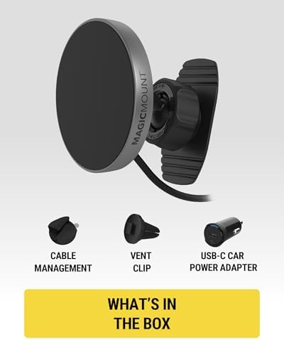 Scosche MPQMD-SP Magic Mount Charge Pro: Advanced 15 W Qi2 Fast Wireless Charging Mag Safe Car Mount for i Phone 16/15/14/13/12 Pro Max Plus – Sleek Dashboard Magnetic Holder for Effortless Charging and Driving Efficiency