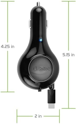 Effortless Power On-the-Go: Retractable USB-C Fast Car Charger for Apple i Phone 15, Samsung Galaxy, Google Pixel, and i Pads – Compact, Durable, and Universally Compatible for Rapid Charging Anywhere