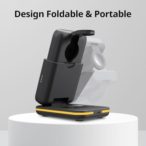 Ultimate 4-in-1 Magnetic Charging Station – SUPERV Foldable 5000 m Ah Power Bank for i Phone 16/15, Apple Watch, Air Pods & Samsung Galaxy S25/S24 – Fast Wireless Charger with Enhanced Mag-Safe Compatibility for Seamless Portability and Versatile Device Support