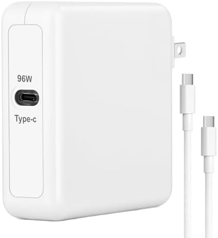 96 W USB-C Fast Charger for Mac Book Pro & Air (2016-2024) – Universal Compatibility for M1, M2, M3 Laptops, Smartphones & More – Compact Foldable Design for Travel – Intelligent Power Delivery with Safety Features & 18-Month Warranty