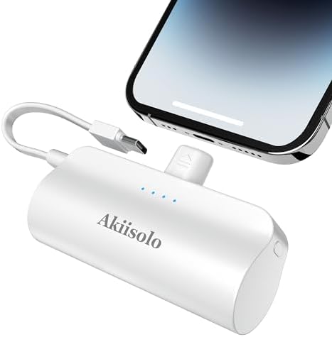 Compact i Phone Power Bank with Dual Interface – 5000 m Ah Fast Charging Mini Charger for i Phone 15/14/13/12/11/X/8/7/6 – Sleek, Lightweight Portable Battery Pack for On-the-Go Charging – Ultimate Compatibility and Efficiency