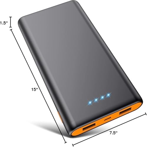 Maximize Your Power On-the-Go: 26800 m Ah Ultra-High Capacity Portable Charger with Dual USB Outputs for High-Speed Charging – Universal Compatibility with i Phone 16/15/14/13/12, Galaxy, Android & More – Lightweight & Safe External Battery Pack for Travel & Daily Use