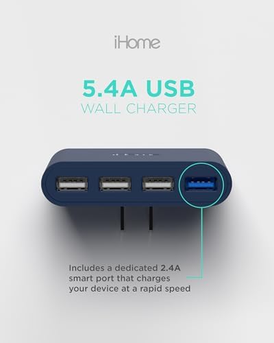 i Home 2-Port USB Wall Charger – Compact Dual Port AC Adapter for Rapid Device Charging – Flat Design for Travel & Home Use – Enhanced Compatibility with Smartphones & Tablets – Safe, High-Speed Charging Solution