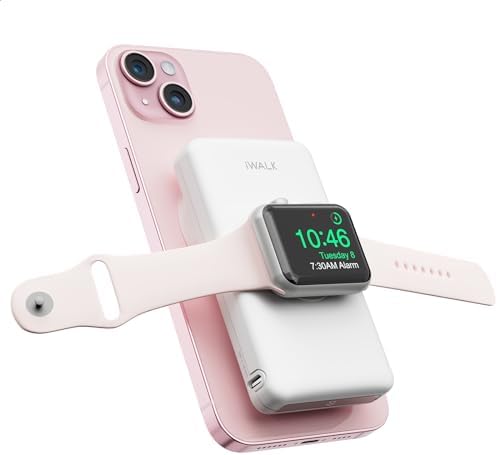 i WALK MAG-X Magnetic Wireless Power Bank with Integrated Apple Watch Charger – 10000 m Ah PD Fast Charging Solution for i Phone 16/15/14/13/12 Series and Apple Watch Ultra/8/7/6/5/4 – Ultimate Portability and Efficiency for On-the-Go Charging