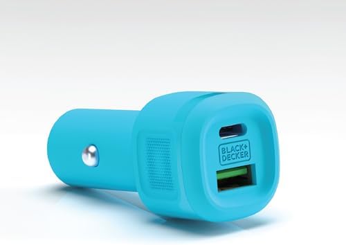 BLACK+DECKER 38 W Dual USB-C Car Charger – Compact Fast Charging Adapter with LED Indicator for i Phone 16/15/14/13/12, Pixel 3/2 XL, i Pad Pro – Advanced Power Delivery & Qualcomm Quick Charge Technology for Optimal Performance on the Go
