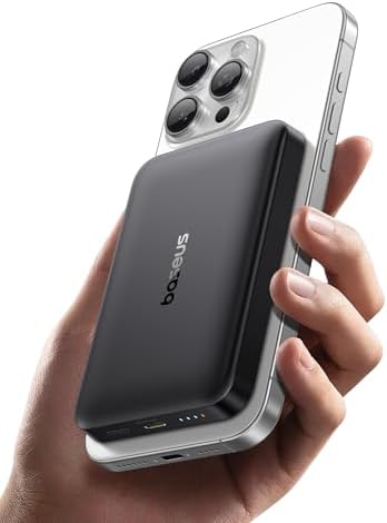 Baseus Mag Safe Power Bank 10,000 m Ah – Qi2 Certified 15 W Wireless Charger with 22.5 W USB-C Fast Charging for i Phone 16/15/14/13/12 Pro Series – Lightweight, Magnetic Battery Pack for Effortless On-the-Go Charging