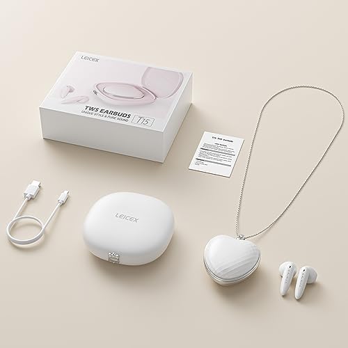 Stylish Bluetooth Earphones for Women – Pendant Necklace Design Wireless Headphones with Advanced Noise Cancellation, 30-Hour Playback, and IPX5 Waterproof Feature for i Phone & Android – Perfect Blend of Elegance and Functionality