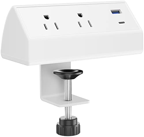 CCCEI Professional Desk Power Strip with 18 W USB-C Fast Charging, 800 J Surge Protection, and 6 FT Clamp-Mount Flexibility for Enhanced Workspace Efficiency – Ultimate Desktop Outlet Solution for Home and Office Use