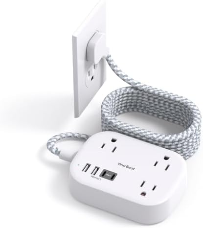 One Beat Cruise Essentials 2025 – Compact Power Strip with 3 AC Outlets and 4 USB Ports (2 USB-C), Ideal for Travel, Dorms, and Cruises – 3 ft Flat Plug Extension Cord, Non-Surge Protector, ETL Certified for Safety and Compatibility