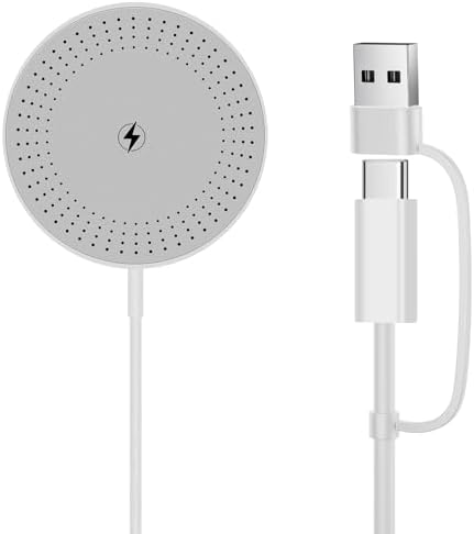 Revolutionary 15 W Magnetic Wireless Charger Pad with Intelligent Temperature Control – Fast, Safe Charging for i Phone 16/15/14/13/12 Series and Air Pods Pro – Optimal Battery Life Extension and Strong Magnetic Alignment – Ideal for Seamless Usage While Charging – Includes USB-A to USB-C Adapter – Black