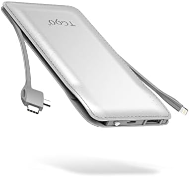 Ultra-Slim 10,000 m Ah TG90° Portable Power Bank with Built-in Lightning and USB-C Cables – Fast Charging, Lightweight Battery Backup for i Phone and Android Devices – Essential On-the-Go Charger for Busy Lifestyles