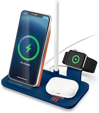 SOAR NCAA 4-in-1 Wireless Charging Docking Station: Rapid Charge Solution for i Phone, Apple Watch, Air Pods & Apple Pencil – Official NCAA Design for Ultimate Fan Experience and Device Compatibility