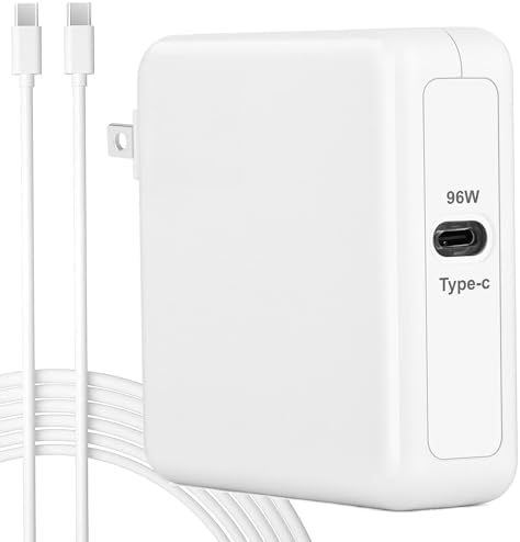 High-Performance 96 W USB-C Charger for Mac Book Air & Pro – Ultimate Compatibility with M1, M2, M3 Models & All USB-C Devices – Fast Charging Power Adapter with Smart IC Technology & 5.91 ft Type-C Cable Included – Safe, Efficient, and Reliable Laptop Charging Solution