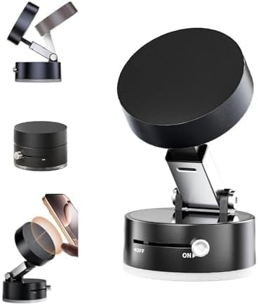 Vacuum Suction Phone Holder, 2025 New Foldable and Retractable Double-Sided Phone Mount Folding Swivel Stand for Car/Mirror/Gym,Phone Holder for Navigation Video Calls(Black) – Enhanced Compatibility and Speed