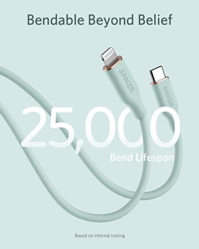 Anker 6 FT MFi Certified USB C to Lightning Cable – Rapid Power Delivery for i Phone 13 Pro, 12 Pro Max, 12, 11, X, XS – Durable Misty Blue Charging Solution with Reinforced Connectors for Optimal Performance and Stylish Flexibility