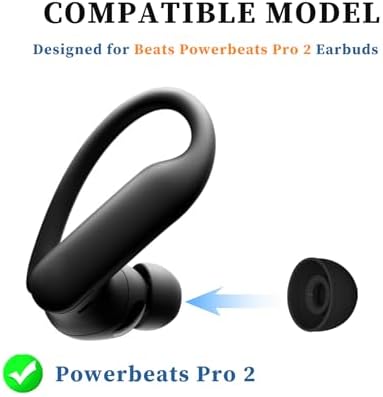 Silicone Replacement Earbud Tips for Beats Powerbeats Pro 2 – Jet Black, 5 Pairs for Enhanced Comfort and Sound Isolation, Perfect Fit for Active Lifestyles and Seamless Compatibility with Galaxy Buds 3 Pro
