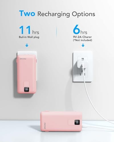 Charmast Ultra-Fast 20000 m Ah Portable Charger with Integrated Cables and Wall Plug – Universal Compatibility for i Phone 16/15/14/13, Samsung, Google, i Pad – Sleek Design, Rapid 20 W USB-C Power Delivery for On-the-Go Charging Solutions
