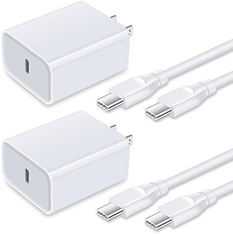 Elevate Your Charging Experience: 20 W Type C Fast Charger Block (2-Pack) with 6 FT USB C to C Cable – Optimized for Samsung Galaxy S25 Ultra, Pixel 9 Pro XL & More – Superior Speed & Enhanced Compatibility for All Android Devices
