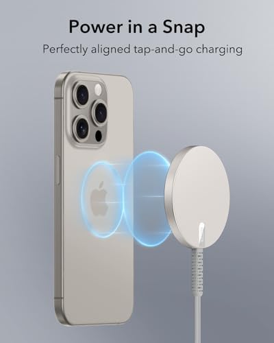 ESR Mag Safe 15 W Wireless Charger – Dual USB-C Charging Pad for i Phone 16 Pro Max, 16 Pro, 16, 16 Plus, 15, 14, 13, 12, and Galaxy S25 – Sleek Desert Titanium Finish – Effortless Magnetic Alignment for Air Pods Pro/3/4 – High-Speed Charging & Enhanced Device Compatibility