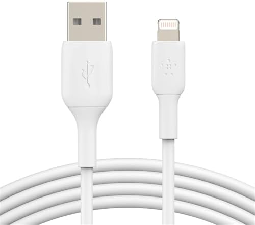 Belkin Boost Charge 9.8 ft Lightning Cable – MFi Certified Apple i Phone Charger for Fast, Convenient Charging – Durable & Tangle-Free USB to Lightning Cord in Sleek White Design – Perfect Length for Uninterrupted Use – Elevate Your Apple Device Experience
