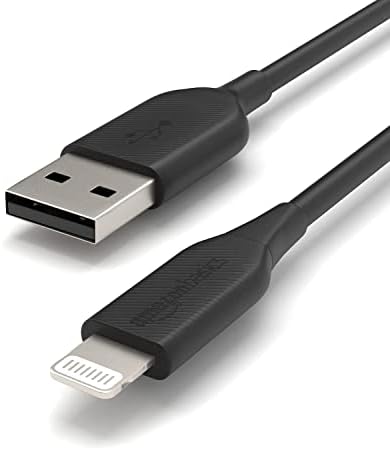 Amazon Basics MFi Certified 2-Pack Lightning Charger Cables – 6 Foot USB-A to Lightning, Optimized for i Phone 14, 13, 12, 11, X, Xs Pro, Pro Max, Plus & i Pad – Durable ABS Design for Fast Charging & Data Syncing, Sleek Black Finish, Essential Backup Solution