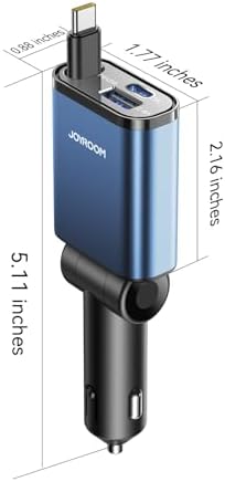 Ultra-Compact 72 W Retractable Car Charger – PD 45 W Fast Charging for i Phone 15/16, Samsung S25/S24 & Pixel – Space-Saving USB C Adapter for Convenient On-the-Go Power Solutions