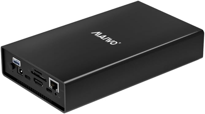 MAIWO USB C Hard Drive Enclosure – Versatile Docking Station for 2.5 & 3.5 Inch SATA SSDs/HDDs with USB-A 3.0 & USB-C 3.1, SD/TF Card Slots, Gigabit Ethernet, Aluminium Alloy Build – Ultimate Storage Expansion and Connectivity Solution