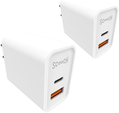 Scooch 20 W Fast Dual-Port Wall Charger – Sleek USB-A & USB-C Power Delivery Adapter for Rapid Device Charging, Compact Travel-Friendly Design with Elegant White Finish, Ideal for Universal Compatibility and Safe Operation