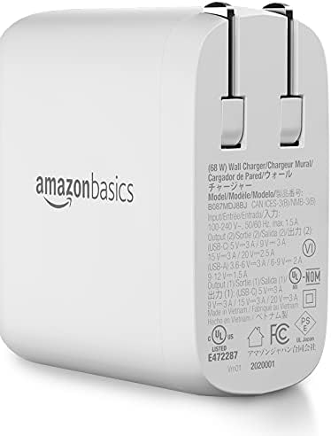 Amazon Basics 65 W Ga N USB-C Wall Charger – High-Speed Power Delivery Adapter for Laptops, Tablets & Smartphones, Compact & Foldable Design for Ultimate Portability, Efficient Charging Solution in Sleek Black Finish