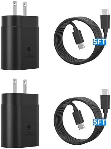25 W Dual USB-C Fast Charging Kit with 5 ft Cables – Premium Compact Power Adapter for i Phone & Samsung Galaxy – Reliable Rapid Charger for Enhanced Performance and Durability