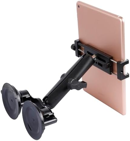 Premium Aluminum Tablet Holder with Dual Suction Cup Base – Versatile Mount for Car and Boat Windshields, Compatible with i Pad Air 13″ M2 (2024), i Pad Pro 12.9″ & 4.7-15″ Tablets – Secure Hands-Free Viewing for Navigation, Streaming & Video Calls – Lightweight, Portable Design for Home and Travel Use