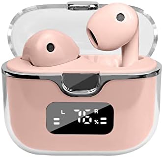 Sleek Pink Bluetooth 5.2 Earbuds – Waterproof IPX7 Wireless Headphones with USB-C Charging Case and LCD Battery Display, Hands-Free Microphone for Enhanced Audio on Android & i OS Devices