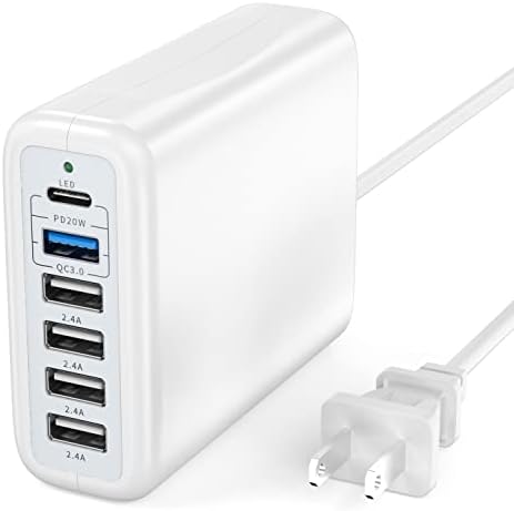 High-Speed 6-Port USB C Charging Station – 100 W PD 3.0 Multi-Device Power Hub for i Phone 15, i Pad & Galaxy Smartphones – Compact Fast Wall Charger with Enhanced Safety Features for Home & Office Use