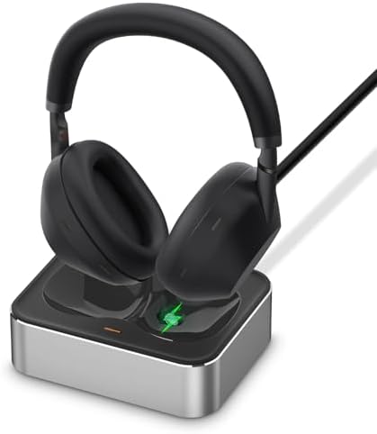 Magnetic Charging Station for Sony WH-1000 XM5 & XM6 – Premium USB-C Headphone Dock with Fast Charge Capability (Silver) – Effortless Alignment & Modern Design for Ultimate Audio Convenience