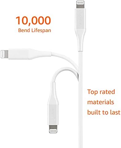 Amazon Basics MFi Certified 6 ft USB-A to Lightning Charger Cable for i Phone & i Pad – Durable ABS Construction, Fast Data Transfer, 2-Pack for Enhanced Convenience & Compatibility