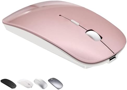 Sleek Bluetooth Wireless Mouse for Mac & PC – Rechargeable, Silent Click Design for Ultimate Productivity & Travel Convenience – Ergonomic Mini Mouse for Mac Book Air, Pro, i Pad, HP and More (Gray)
