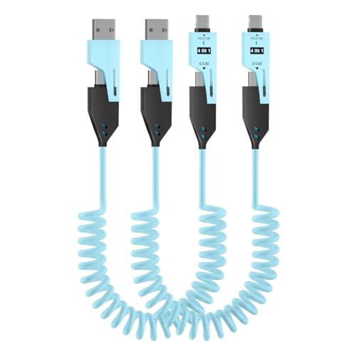 4-in-1 Supercharging Cable for Apple Devices – High-Speed USB-C & Type-C Charging Solution with Durable Spring Wire Design for Mac Book, i Pad, i Phone – Portable Multi-Functional Charging Accessory for Effortless Power Delivery